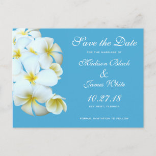 Hawaiian Plumeria Flowers Save the Date Briefkaart