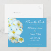 Hawaiian Plumeria Flowers Save the Date Briefkaart (Voorkant / Achterkant)