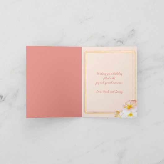 Hawaiian Plumeria Frangipani Happy Birthday Kaart (Binnen)