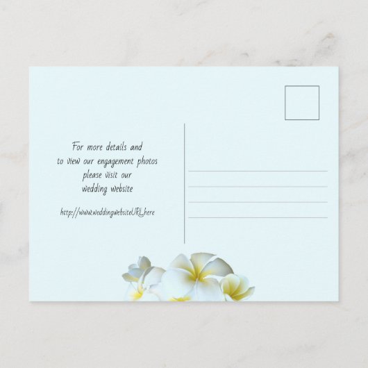 Hawaiian Plumeria Frangipani Save the Date Feestdagenkaart (Achterkant)
