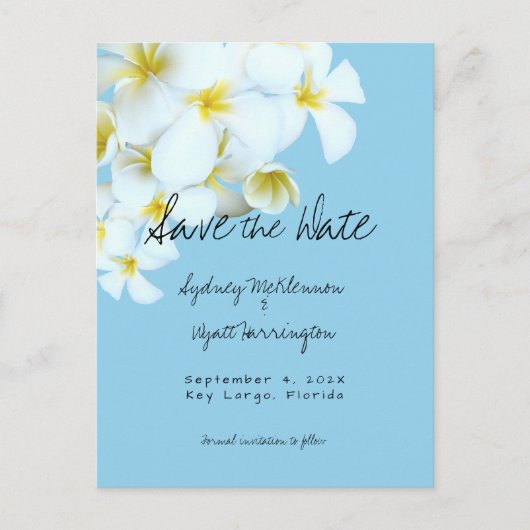 Hawaiian Plumeria Frangipani Save the Date Feestdagenkaart (Voorkant)