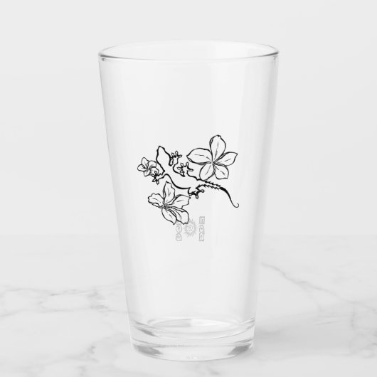Hawaiian Plumeria Gecko Water Glass Glas (Voorkant)