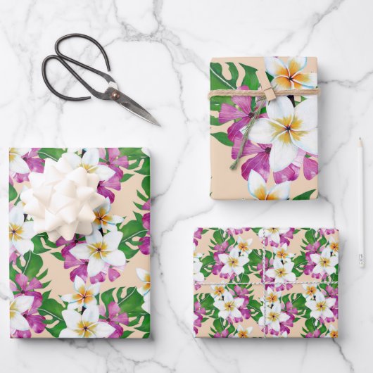 Hawaiian Plumeria Gift Wrap Inpakpapier Vel (Voorkant)