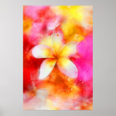 Hawaiian Plumeria in Neon Pink, Geel en Wit Poster (Voorkant)