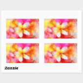Hawaiian Plumeria in Neon Pink, Geel en Wit Rechthoekige Sticker (Vel)