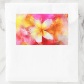 Hawaiian Plumeria in Neon Pink, Geel en Wit Rechthoekige Sticker (Tas)