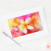 Hawaiian Plumeria in Neon Pink, Geel en Wit Rechthoekige Sticker (Envelop)
