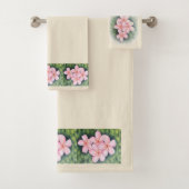 Hawaiian Plumeria Tropical Bath Towel Set Bad Handdoek (Insitu)