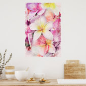 Hawaiian Plumeria Tropische Floral Waterverf Poster (Keuken)