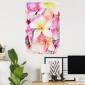 Hawaiian Plumeria Tropische Floral Waterverf Poster (Thuiskantoor)