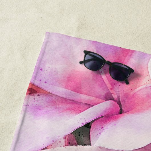 Hawaiian Plumeria Tropische Floral Waterverf Strandlaken (In situ)