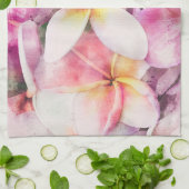 Hawaiian Plumeria Tropische Floral Waterverf Theedoek (Gevouwen)