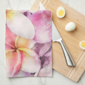 Hawaiian Plumeria Tropische Floral Waterverf Theedoek (Quarter Fold)