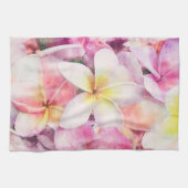 Hawaiian Plumeria Tropische Floral Waterverf Theedoek (Horizontaal)
