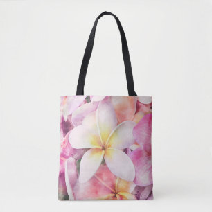 Hawaiian Plumeria Tropische Floral Waterverf Tote Bag
