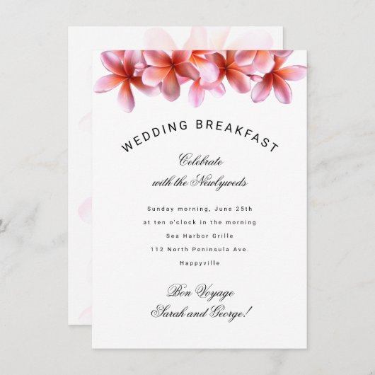 Hawaiian Plumeria Wedding Breakfast Kaart (Voorkant / Achterkant)
