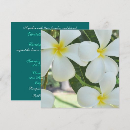 Hawaiian Plumeria Wedding Invitation Kaart (Voorkant / Achterkant)