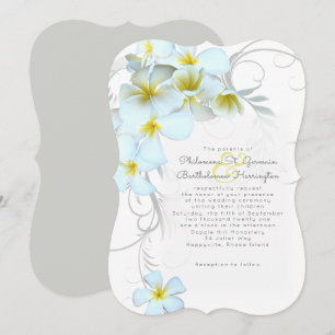 Hawaiian Plumeria White Wedding Invitation Kaart