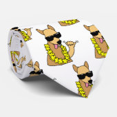 Hawaiian Poi Dog Shaka met Lei Cute Custom Stropda Stropdas (Opgerold)