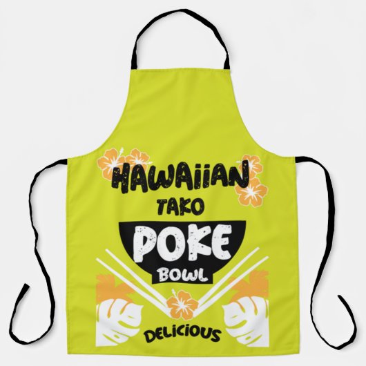Hawaiian Poke Bowl Tako Poke Apron Schort (Voorkant)