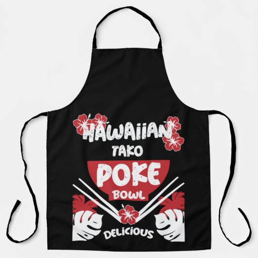 Hawaiian Poke Bowl Tako Poke Apron Schort (Voorkant)
