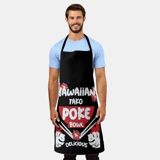 Hawaiian Poke Bowl Tako Poke Apron Schort (Gedragen)