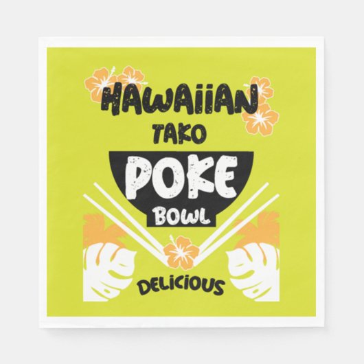Hawaiian Poke Bowl Tako Poke Servet (Voorkant)