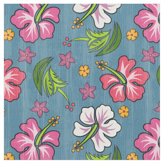 Hawaiian Print Fabric Stof (Close Up)