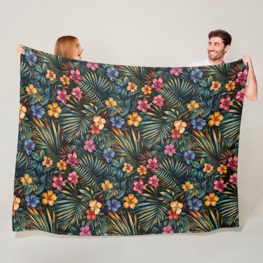 Hawaiian Print Fleece Deken (In situ)