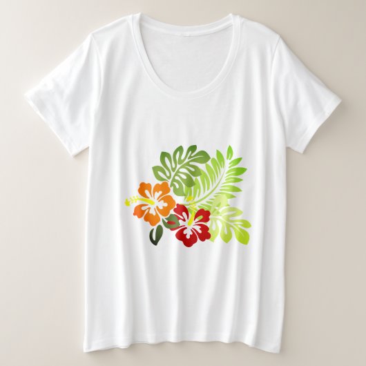 Hawaiian Print Grote Maat T-shirt (Design voorkant)