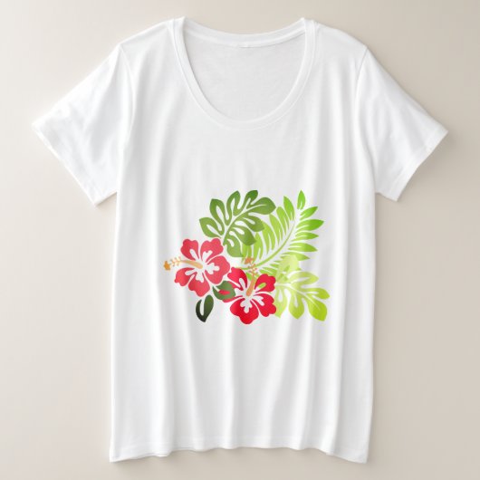 Hawaiian Print Grote Maat T-shirt (Design voorkant)