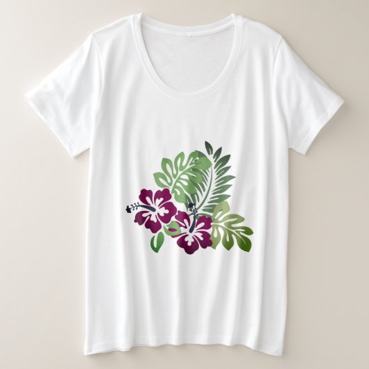 Hawaiian Print Grote Maat T-shirt (Design voorkant)