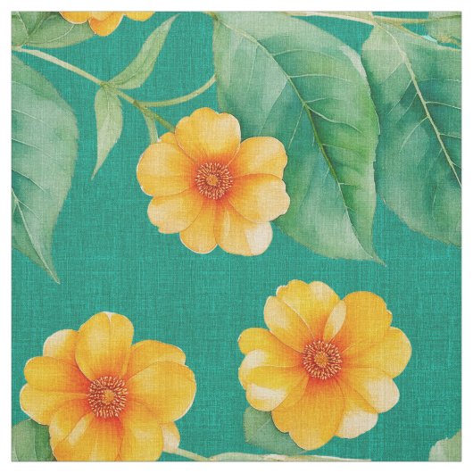 Hawaiian Print Ilima bloem stof (Swatch)
