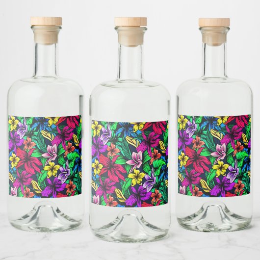 Hawaiian Print Likeurfles Etiket (Flessen)