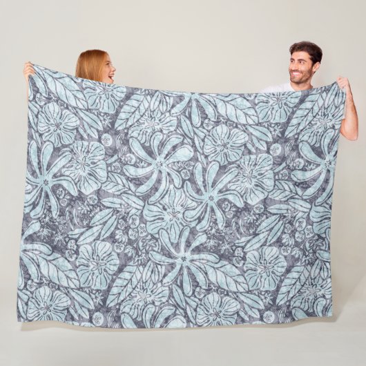 Hawaiian Print Naupaka ilima tiare bloemen Fleece Deken (In situ)