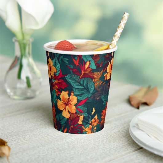 Hawaiian Print Papieren Bekers (Insitu)
