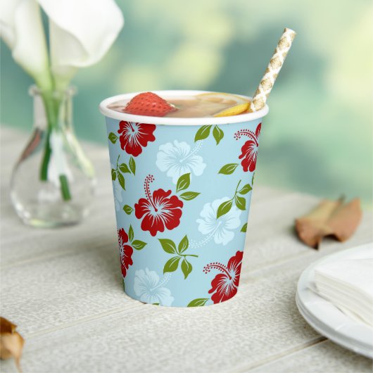 Hawaiian Print Papieren Bekers (Insitu)