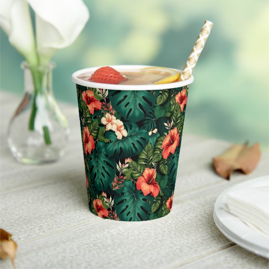 Hawaiian Print Papieren Bekers (Insitu)