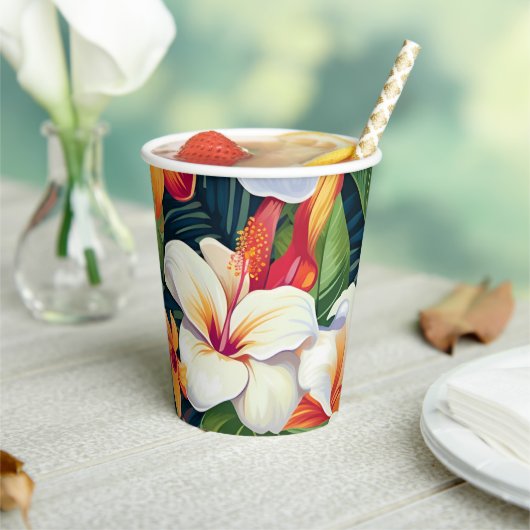 Hawaiian Print Papieren Bekers (Insitu)