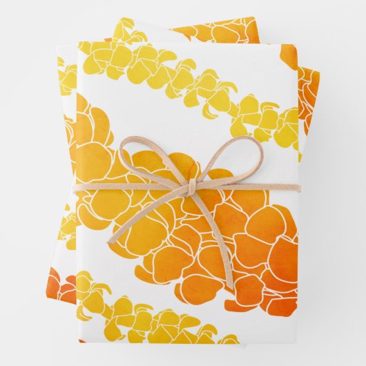 Hawaiian Print Puakenikeni lei Inpakpapier Vel (In situ)