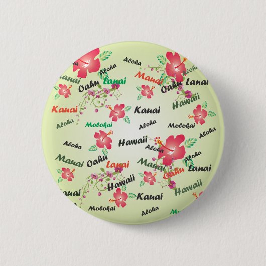 Hawaiian Print Ronde Button 5,7 Cm (Voorkant)