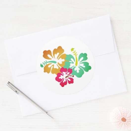 Hawaiian Print Ronde Sticker (Envelop)