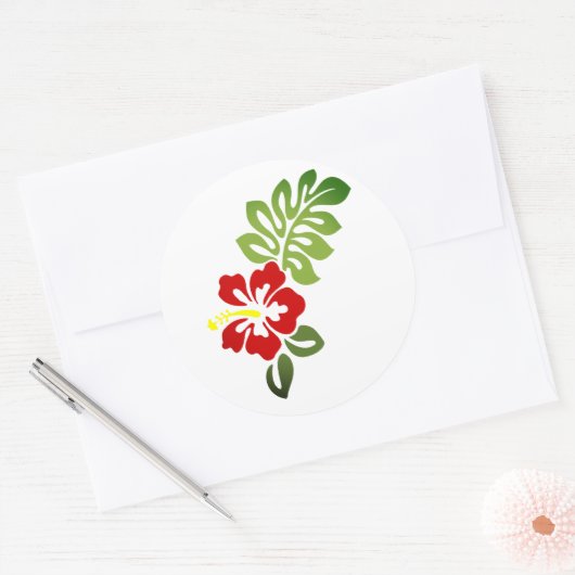 Hawaiian Print Ronde Sticker (Envelop)