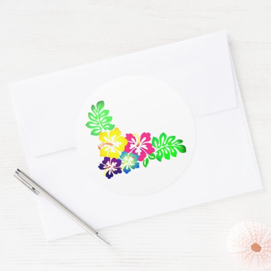Hawaiian Print Ronde Sticker (Envelop)