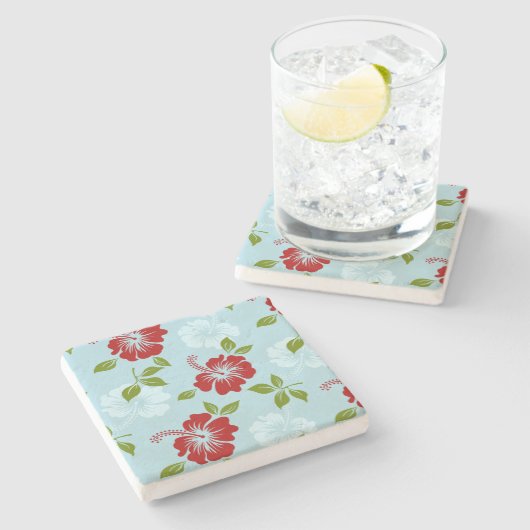 Hawaiian Print Stenen Onderzetter (Zijkant)