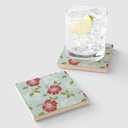 Hawaiian Print Stenen Onderzetter (Zijkant)