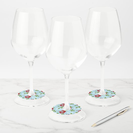 Hawaiian Print Wijnglaslabel (Set)