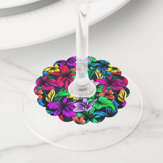 Hawaiian Print Wijnglaslabel (Dichtbij)