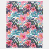 Hawaiian Print zachte hibiscus bloemen Fleece Deken (Voorkant)