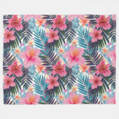 Hawaiian Print zachte hibiscus bloemen Fleece Deken (Voorkant (Horizontaal))